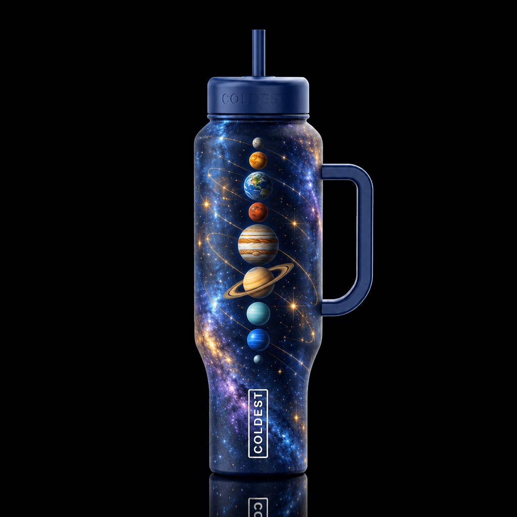 cosmic, whimsical, scientific, glowie high gloss p... water bottle design