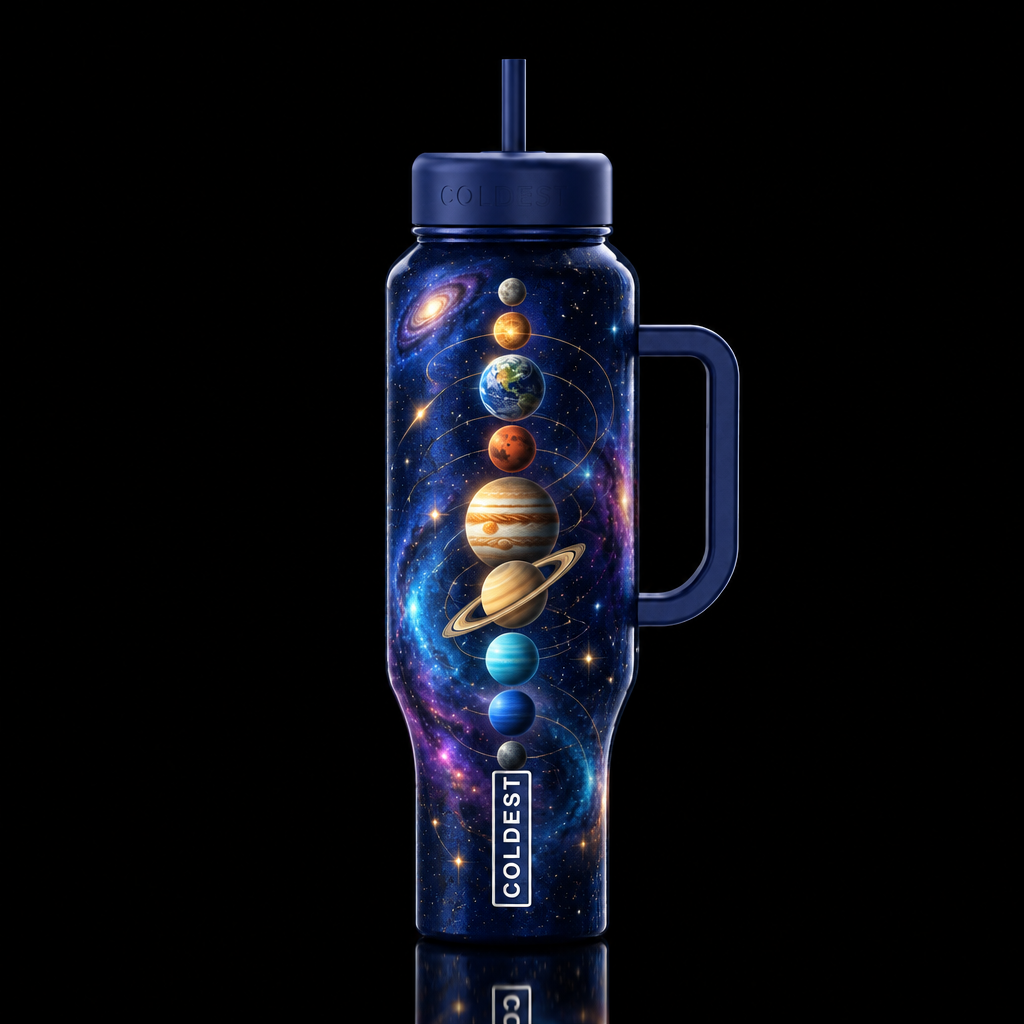 cosmic, whimsical, scientific, glowie high gloss p... water bottle design