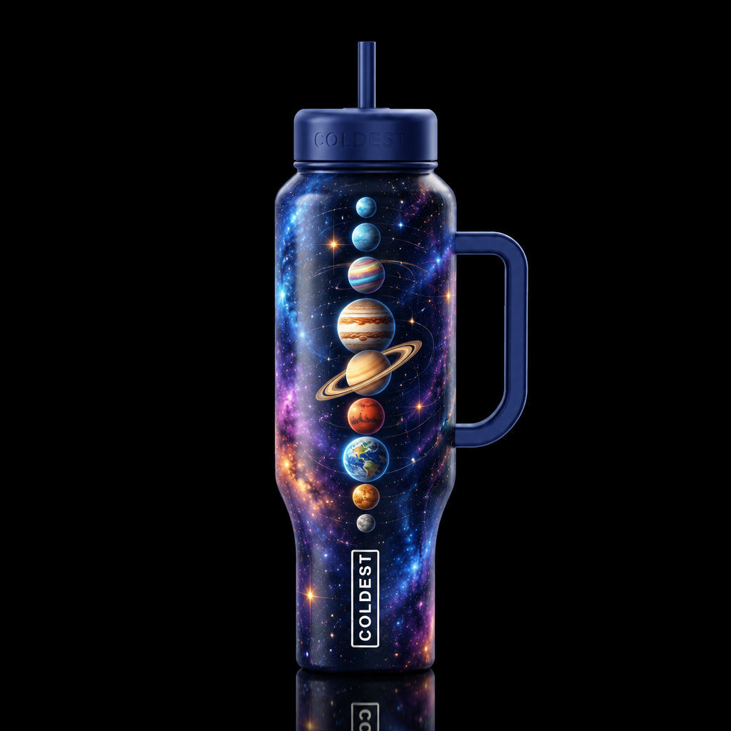 cosmic, whimsical, scientific, glowie high gloss p... water bottle design
