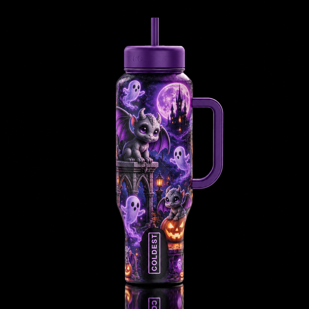 unworldly, magical, fantasy Gothic baby gargoyle g... water bottle design