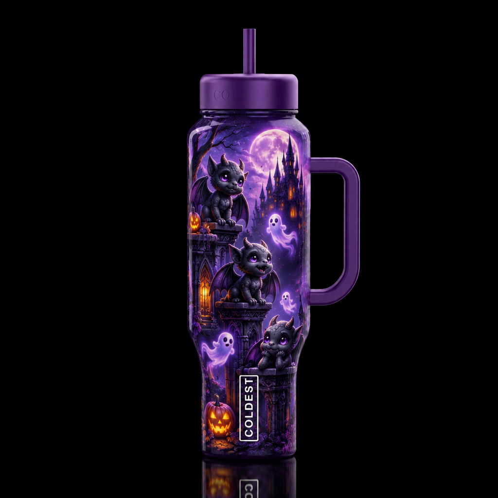 unworldly, magical, fantasy Gothic baby gargoyle g... water bottle design