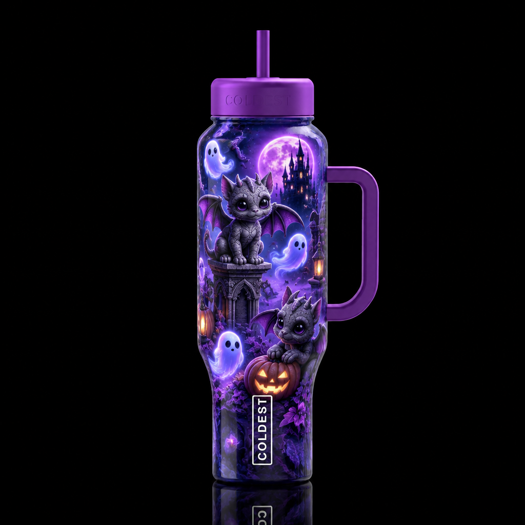 unworldly, magical, fantasy Gothic baby gargoyle g... water bottle design