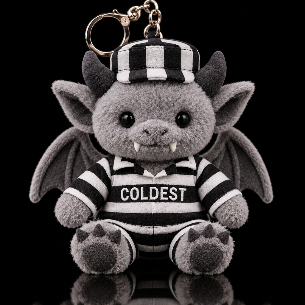 grey gargoyle with a black and white prison outfit... water bottle design