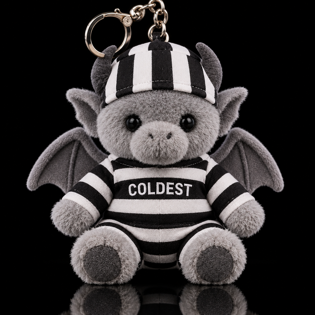 grey gargoyle with a black and white prison outfit... water bottle design