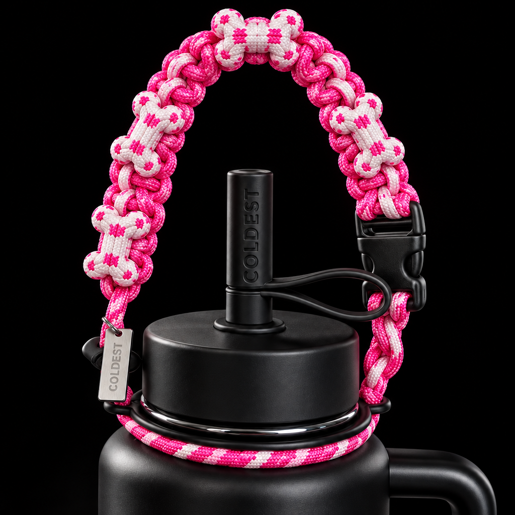 dog bones pink and white water bottle design