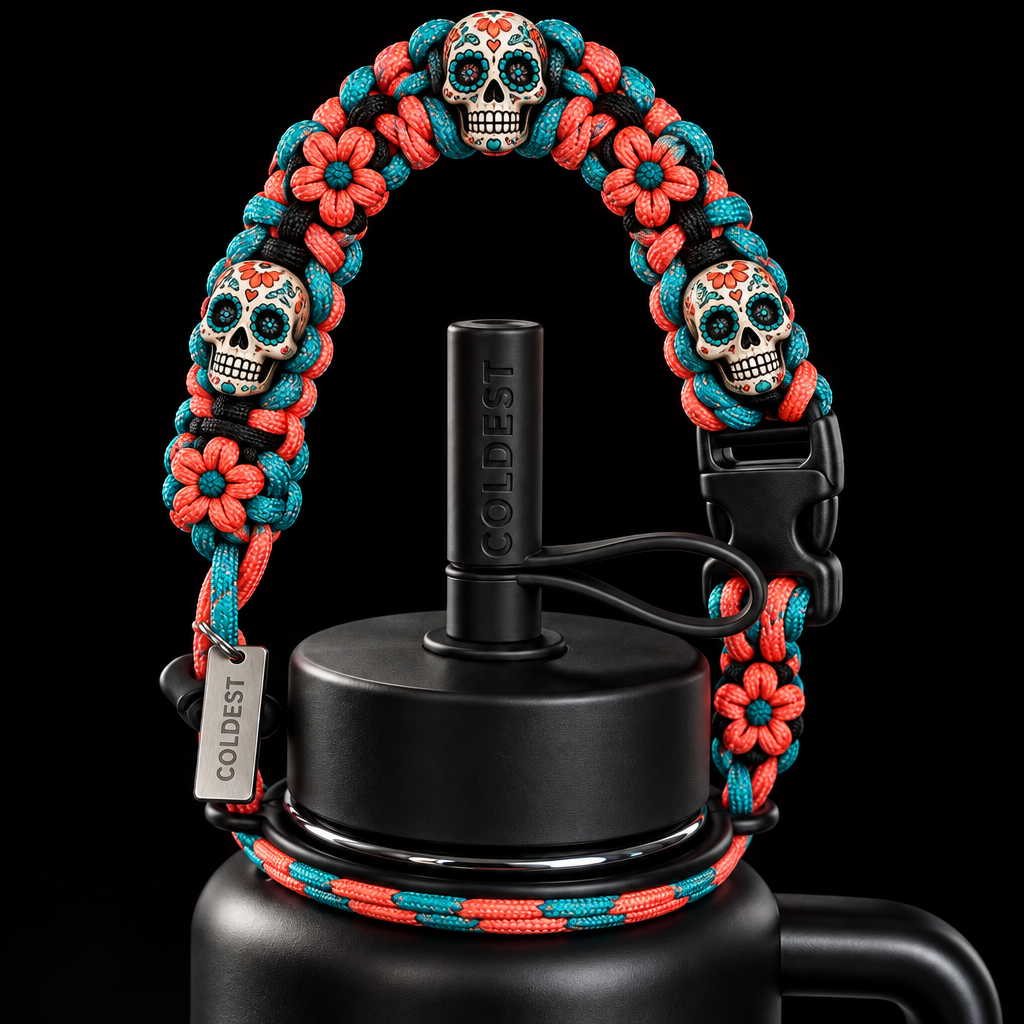 colorful Halloween zombie day of the dead water bottle design