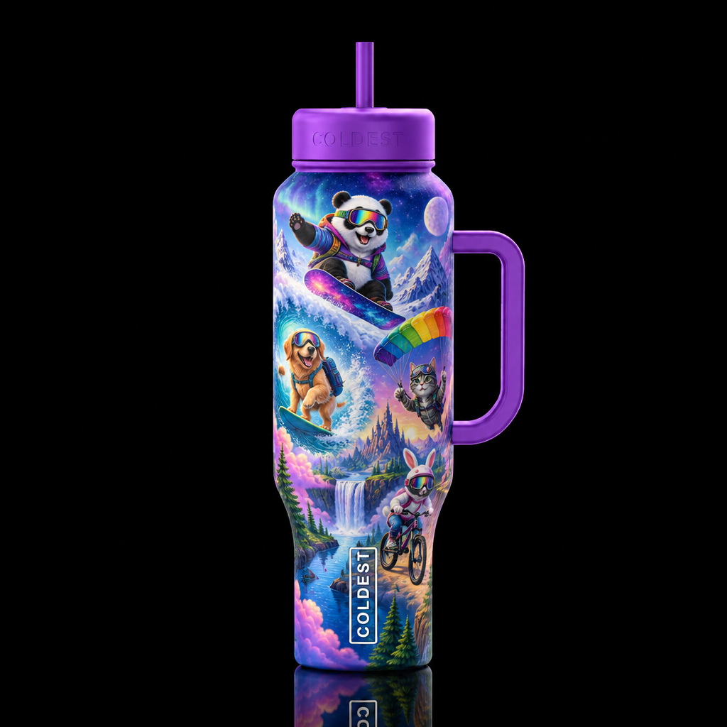 kaleidoscope, whimsical, magical wonderland of col... water bottle design