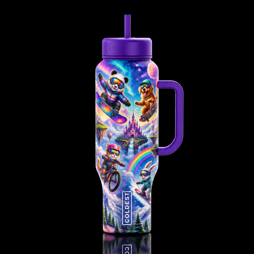 kaleidoscope, whimsical, magical wonderland of col... water bottle design