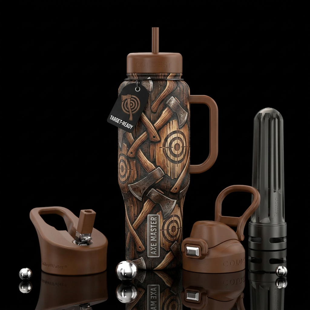 Axe throwing water bottle design