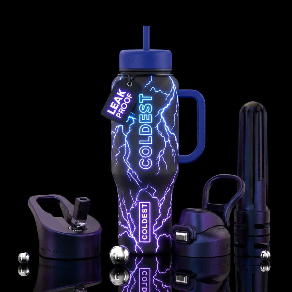 Glowie neon lightning water bottle design