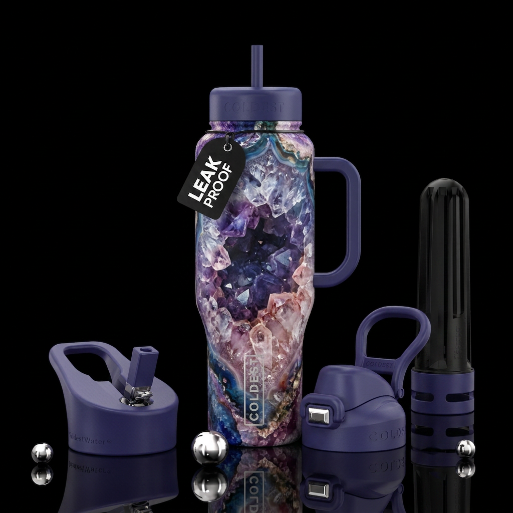 Quartz geode water bottle design
