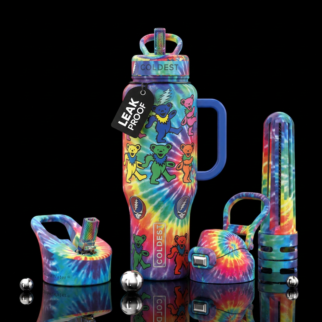 Grateful Dead inspired water bottle design