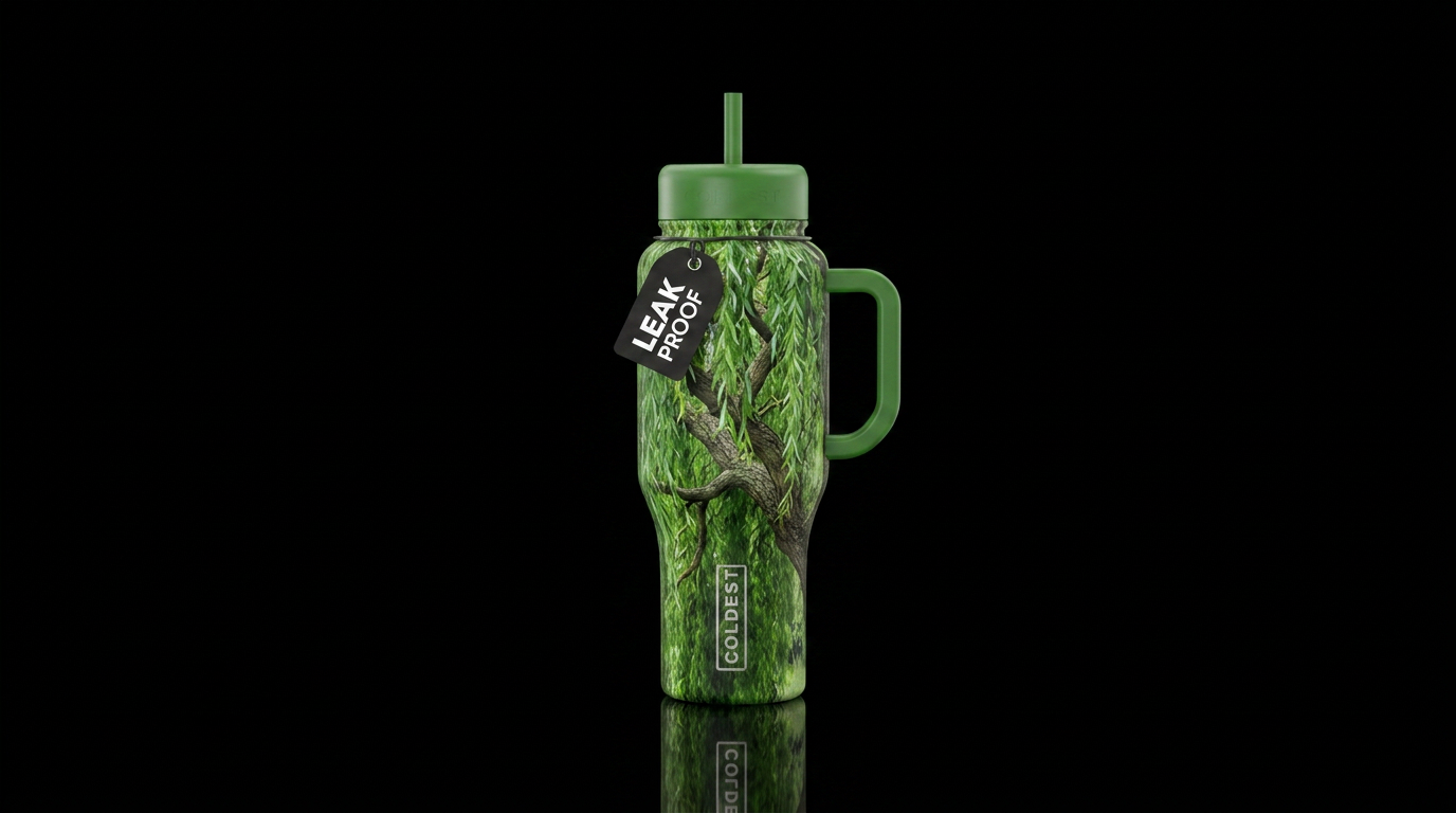 Weeping willow realistic water bottle design