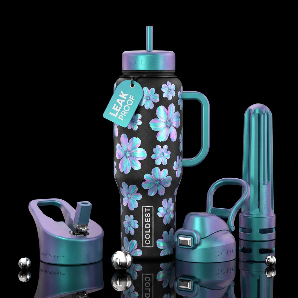 opalescent flowers water bottle design