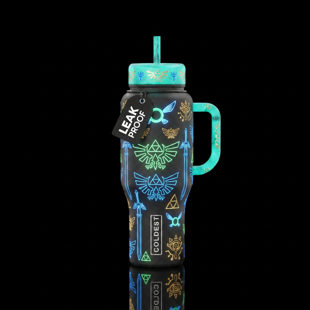 Legend of Zelda glowie water bottle design