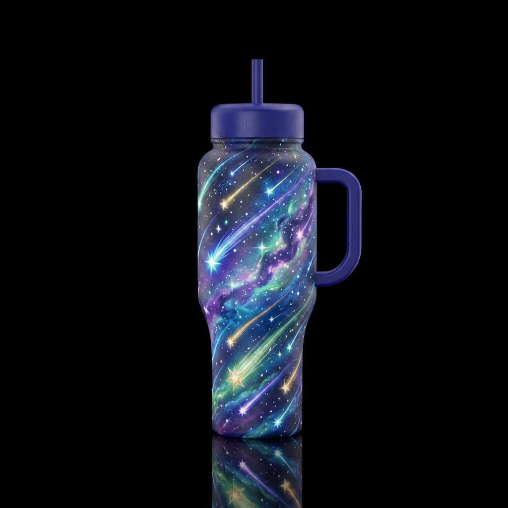 Breath shooting stars glowie water bottle design