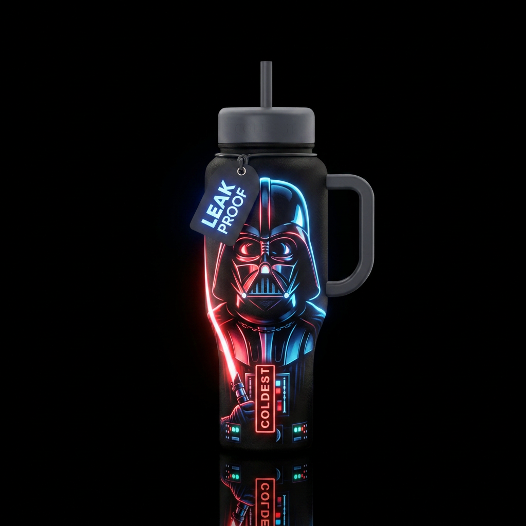 Glowie Darth Vader water bottle design