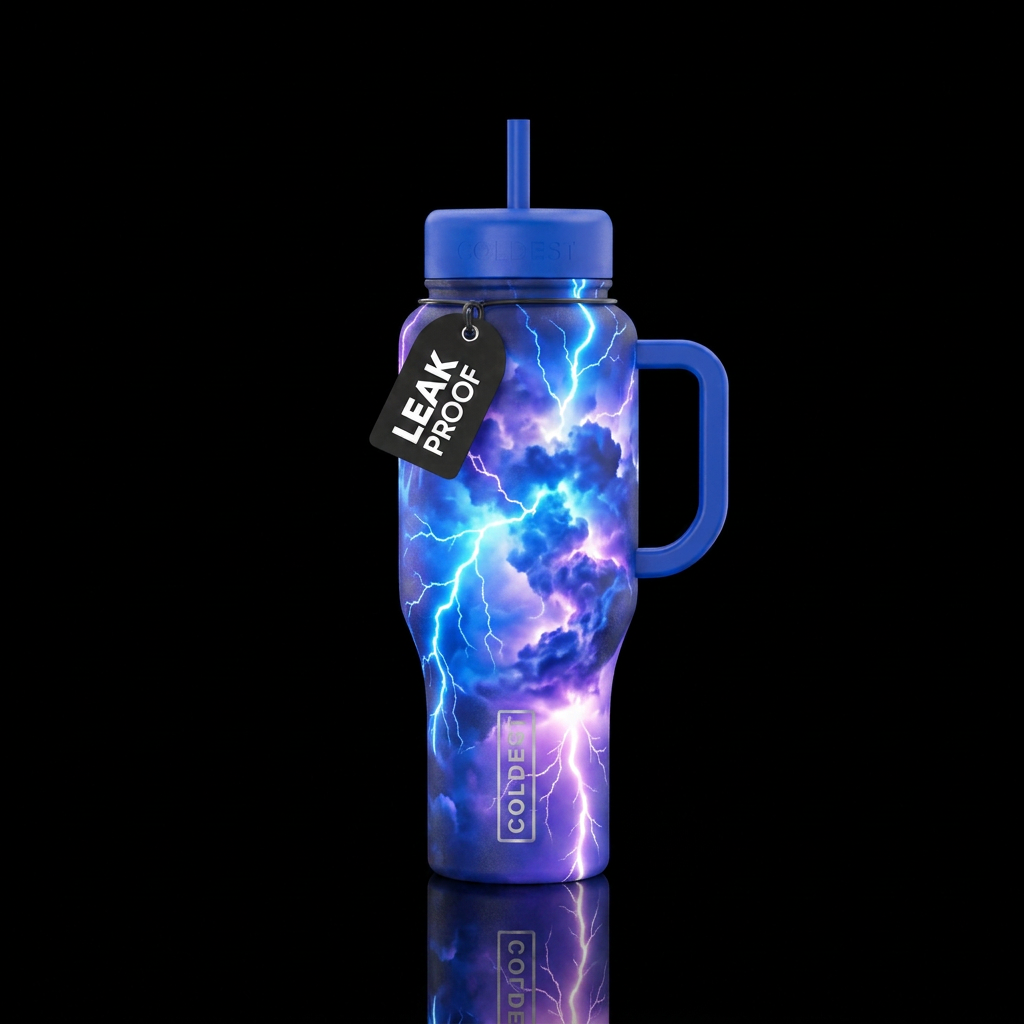 Glowie lightning storm water bottle design