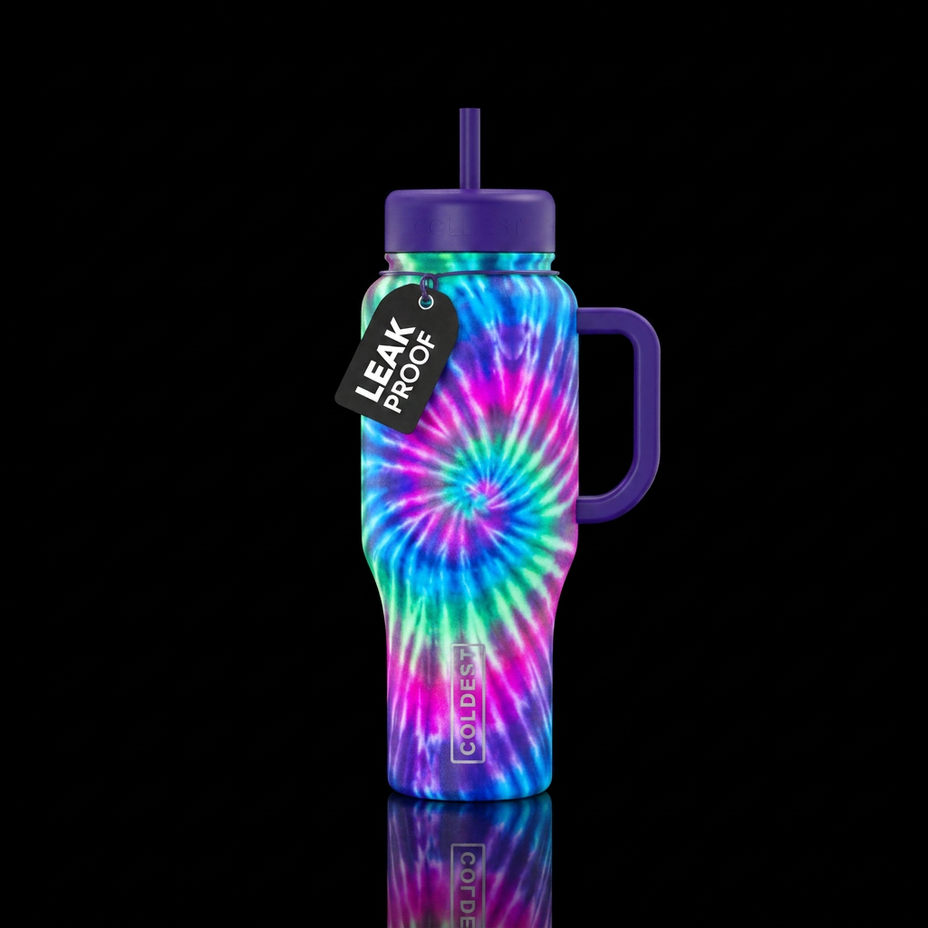 Glowie tie dye water bottle design