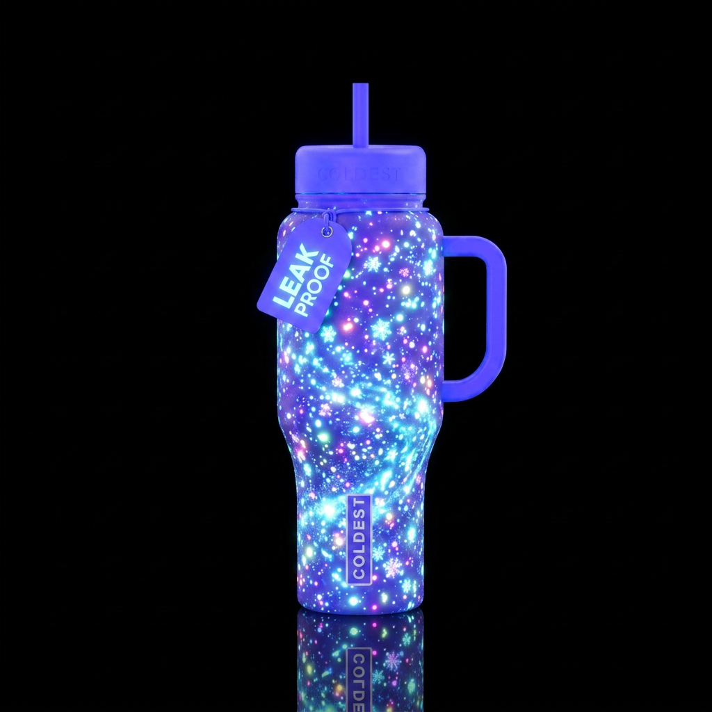 Glowie snow blizzard water bottle design