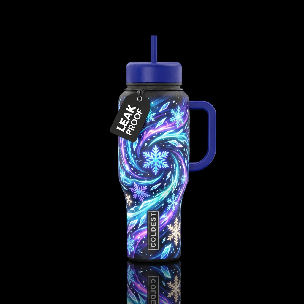 Glowie snow atorm water bottle design