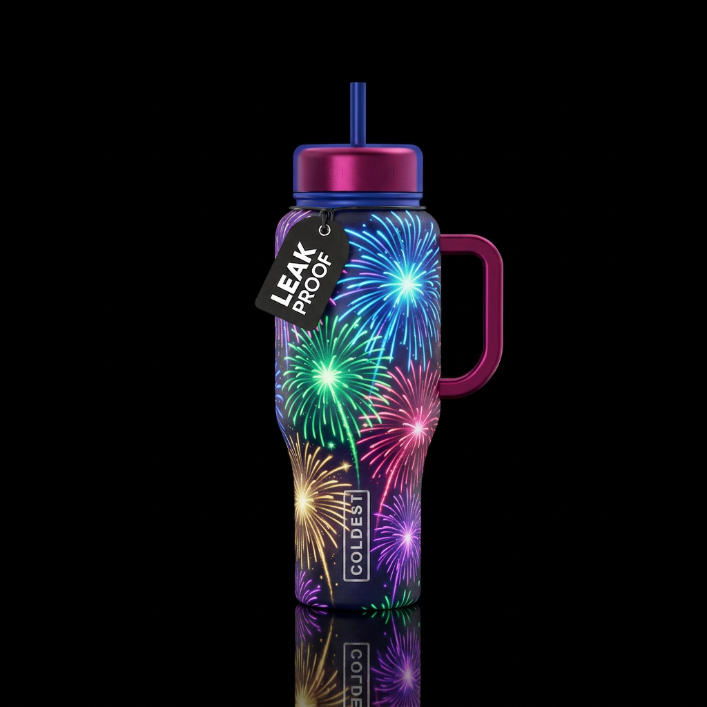 Glowie fireworks water bottle design