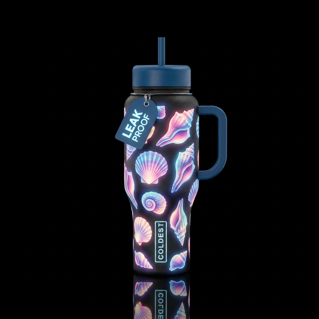 Glowie sea shells water bottle design