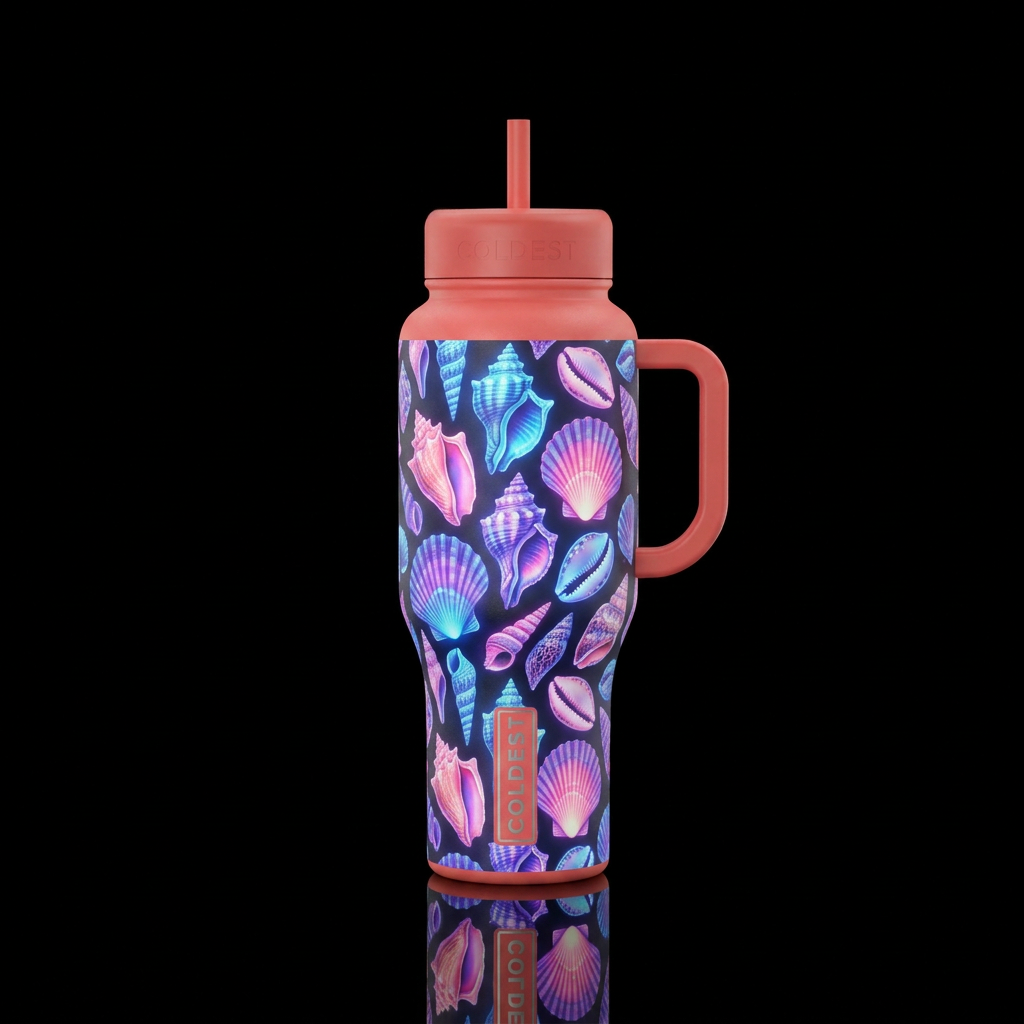 Glowie sea shells water bottle design