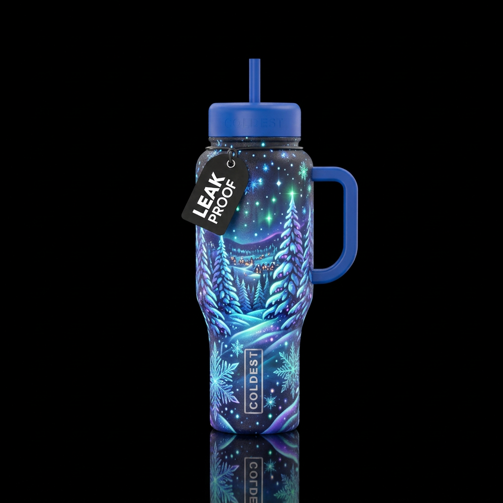 Glowie winter wonderland water bottle design