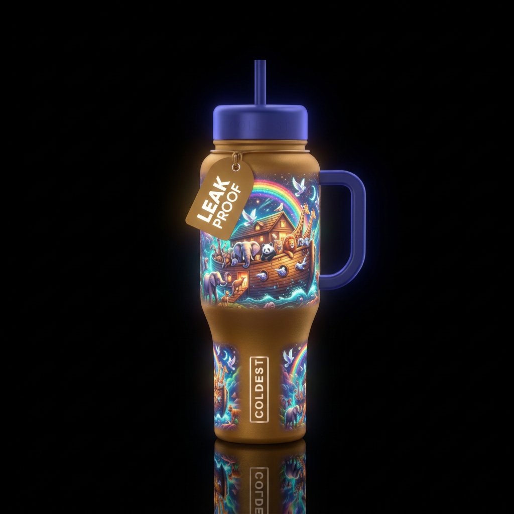 Glowie Noah's ark water bottle design