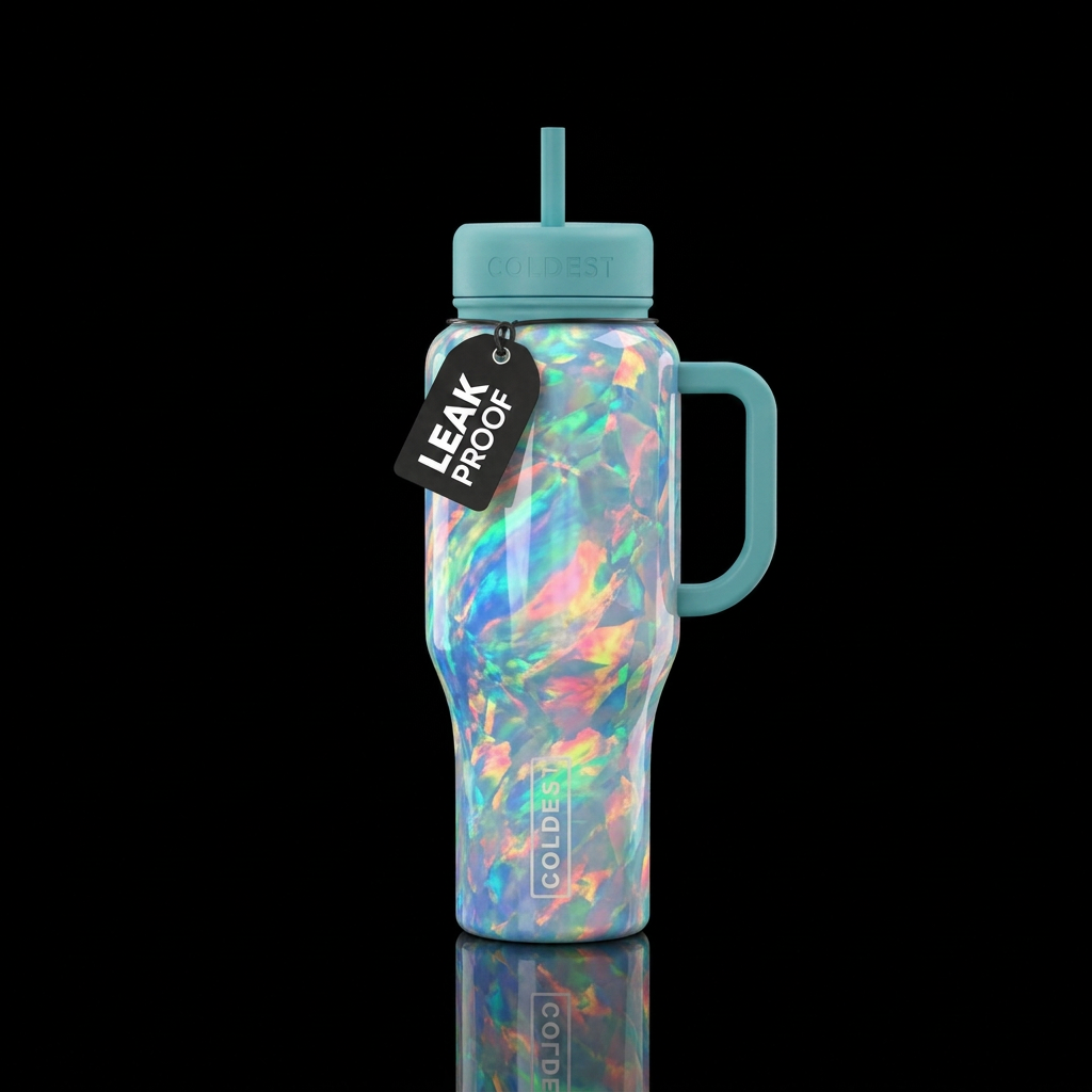 Crystal opal wrapped all around the cup water bottle design