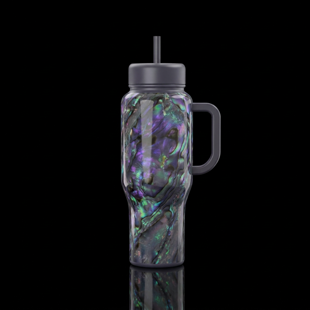 Grey/dark opal wrapped all around the cup water bottle design
