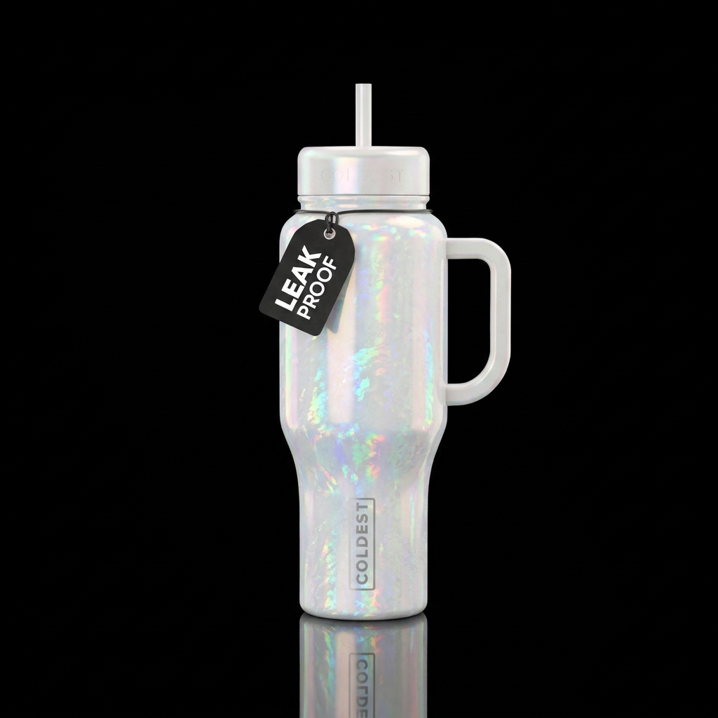White opal wrapped all around the cup water bottle design