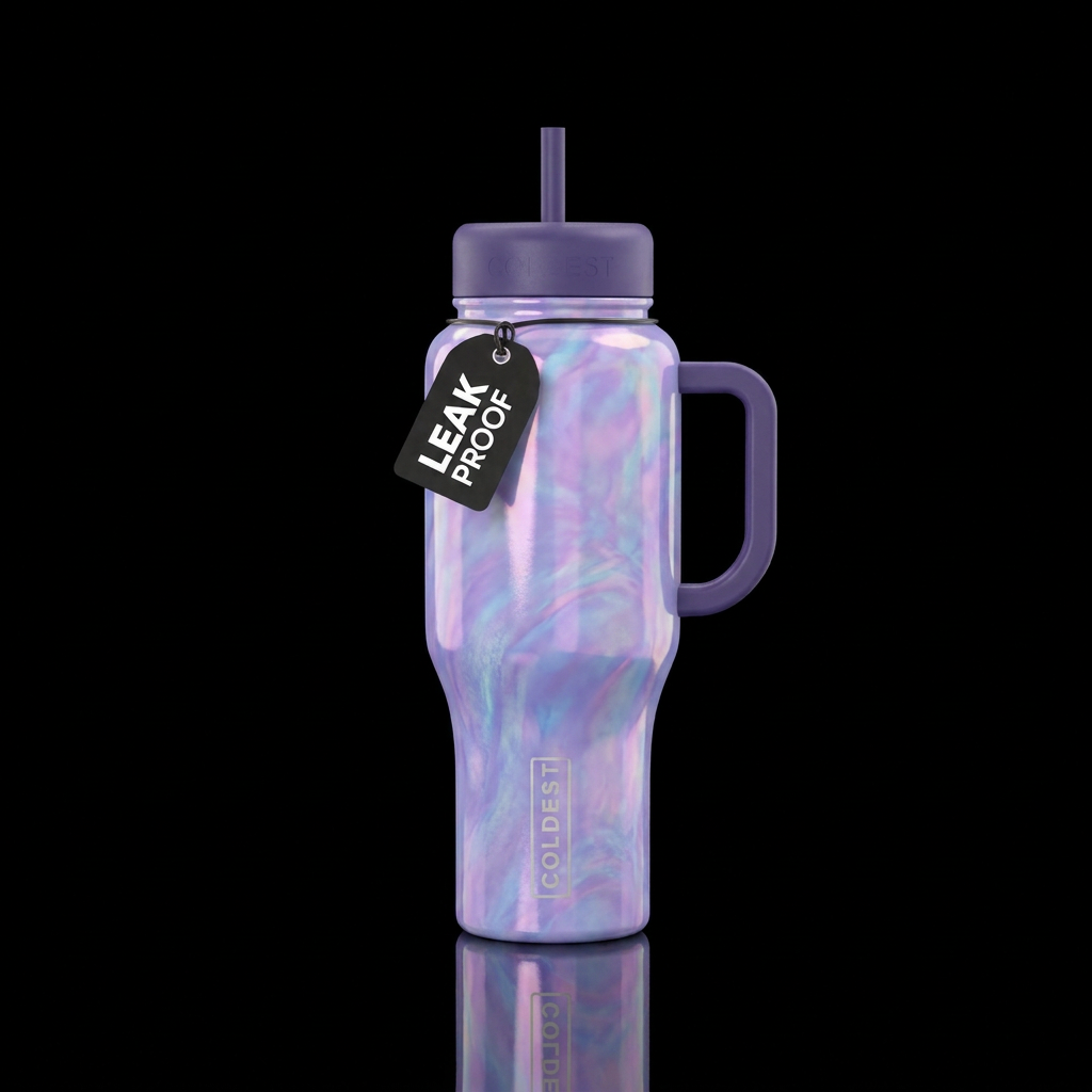 Lavender opal wrapped around the cup water bottle design