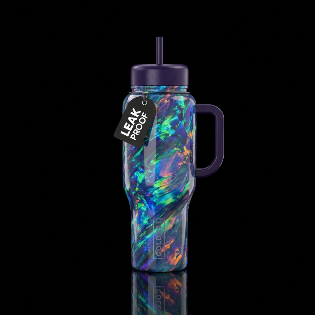 Black opal wrapped around the cup water bottle design