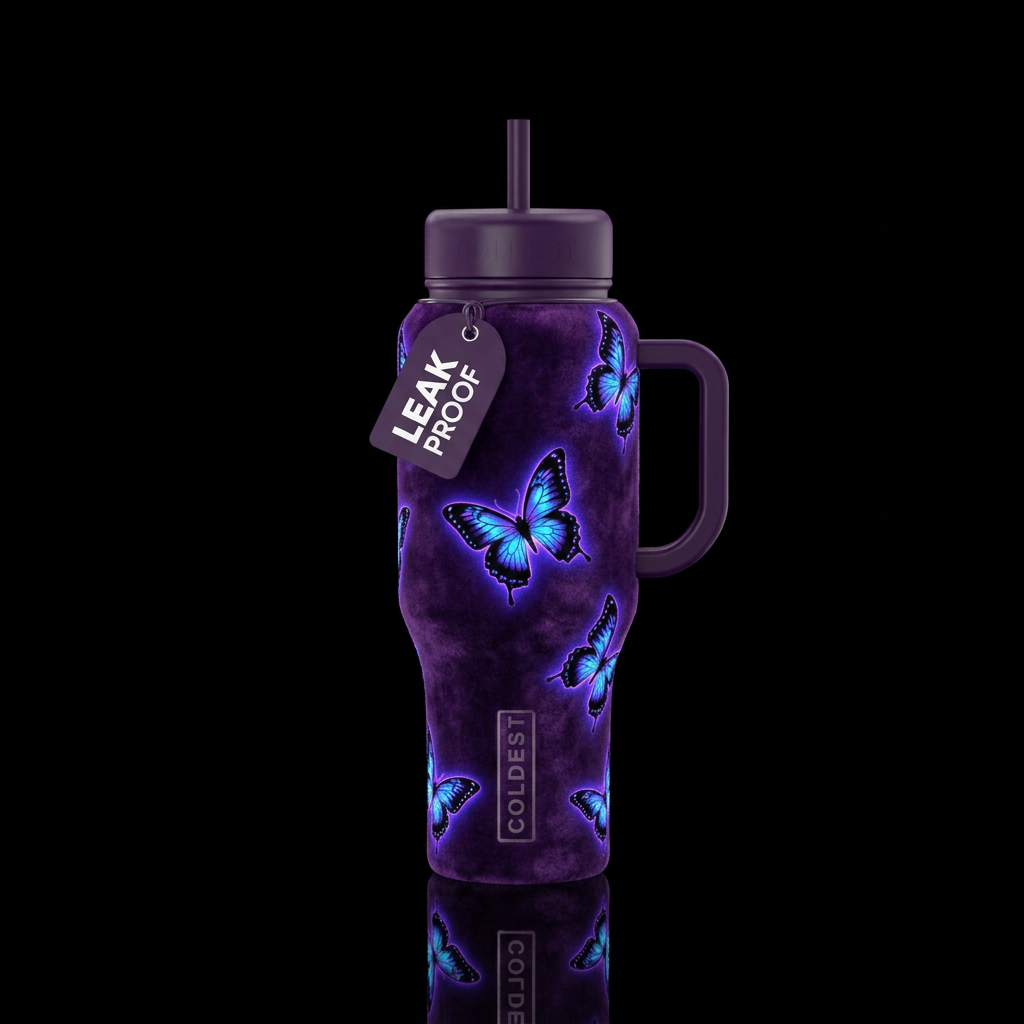 Velveteen glowie butterflies 2 water bottle design