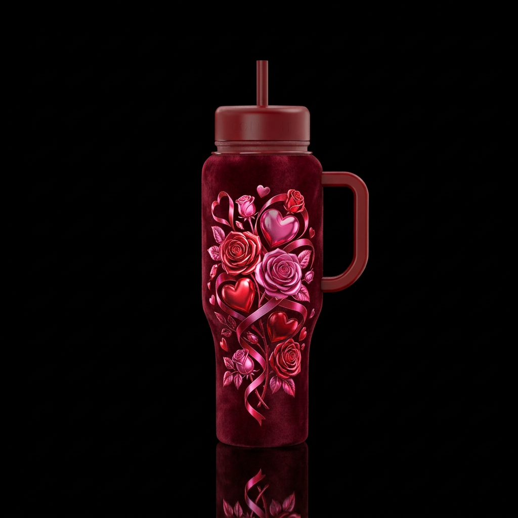 Valentine love water bottle design