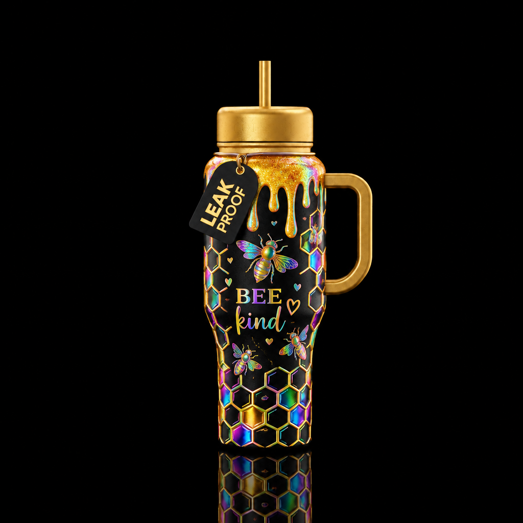 Glowie honeycomb wrapped all around the cup with h... water bottle design
