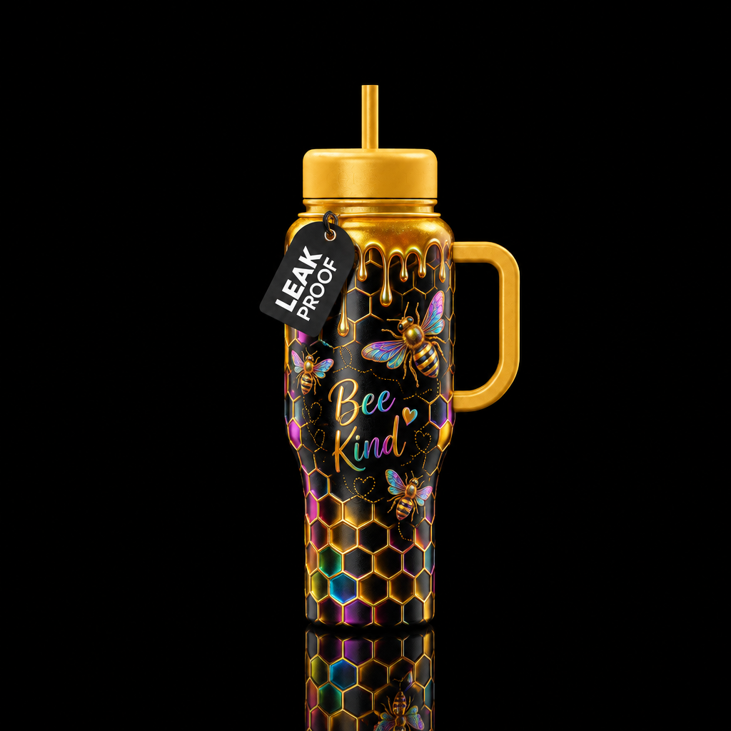 Glowie honeycomb wrapped all around the cup with h... water bottle design
