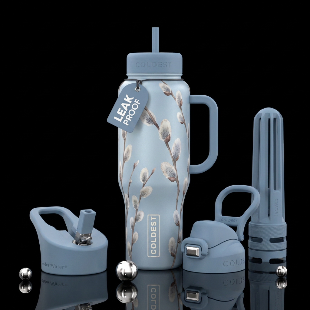 Willow katkins on misty blue bottle water bottle design
