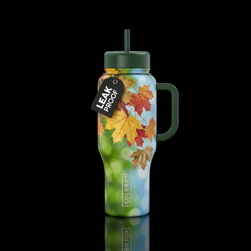 Autumn leaves water bottle design