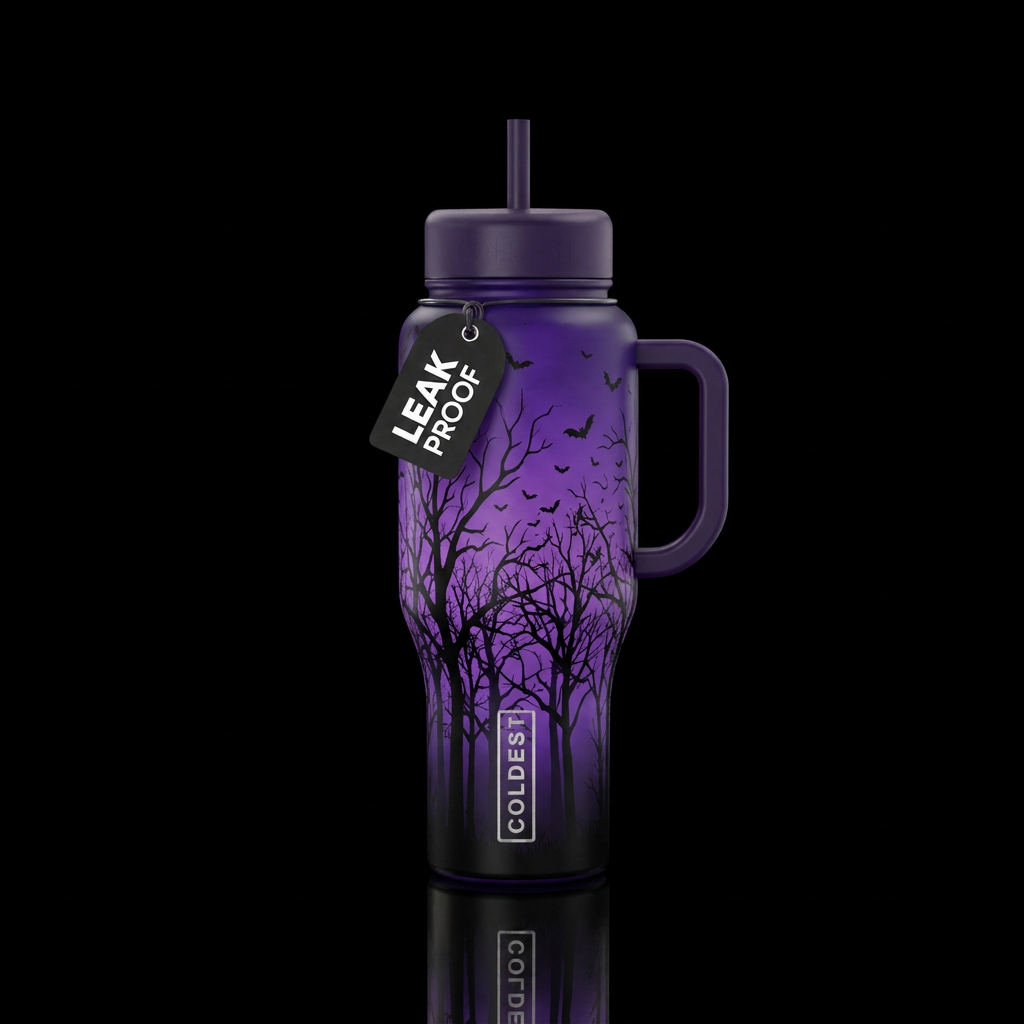 Spooky bats water bottle design