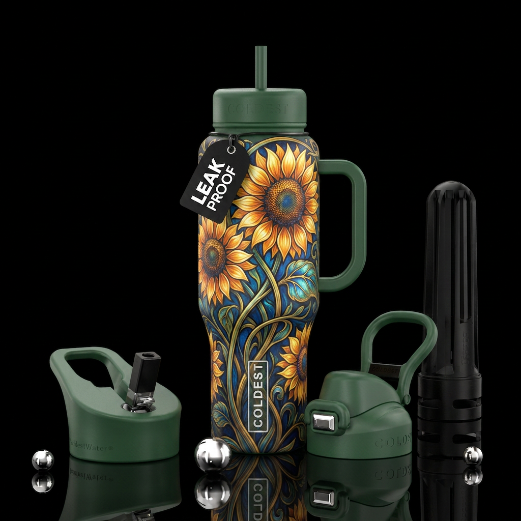 Sunflowers art nouveau water bottle design