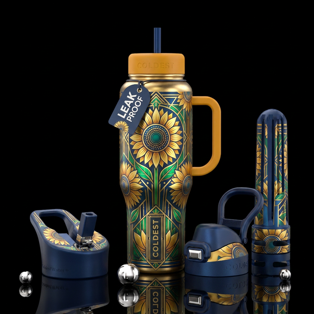 Sunflowers Art deco water bottle design