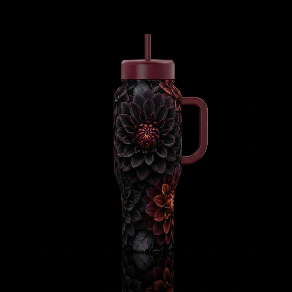 black dahlia water bottle design