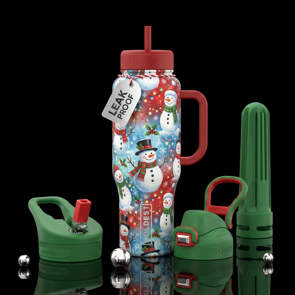 Snowman wrapping paper. water bottle design