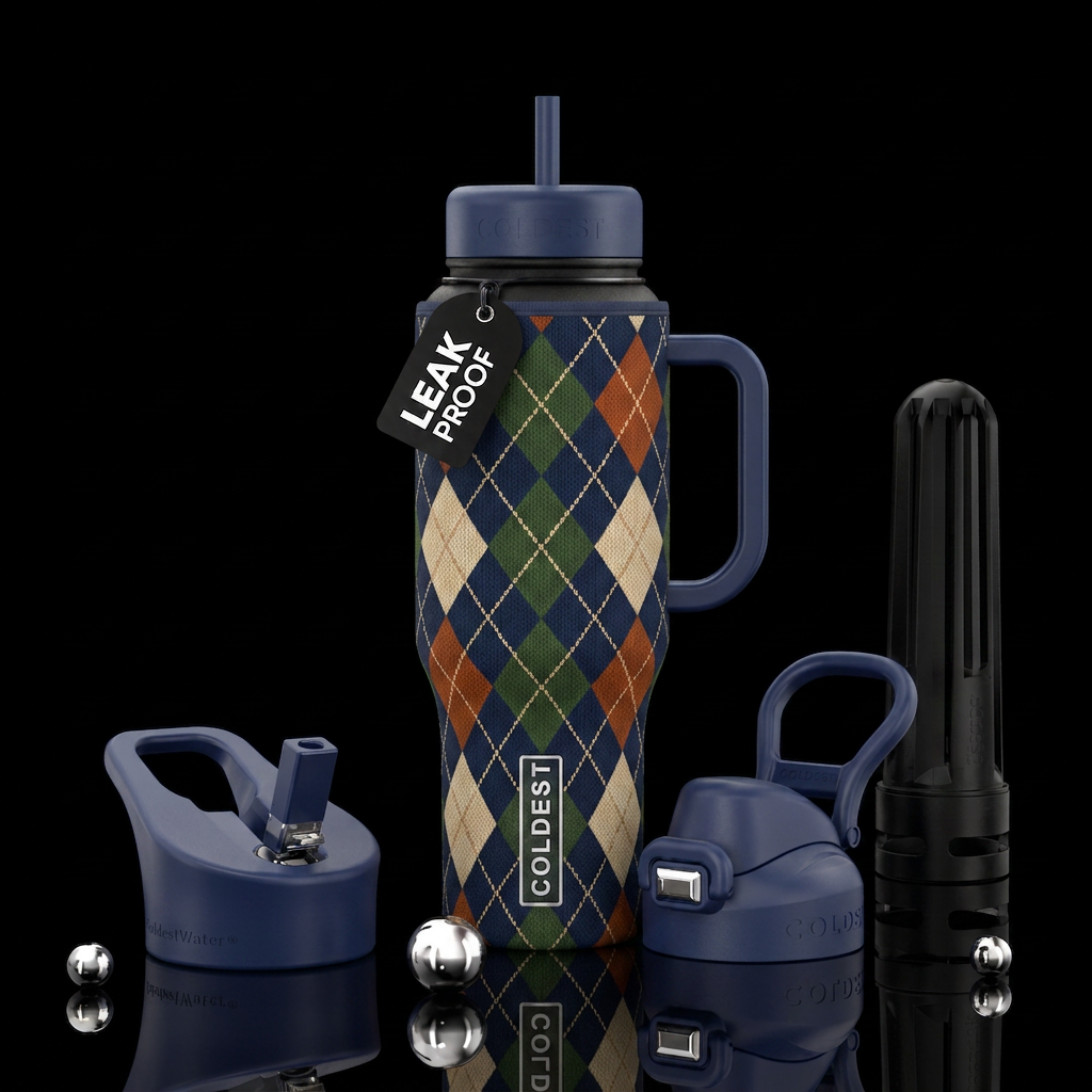 Argyle water bottle design