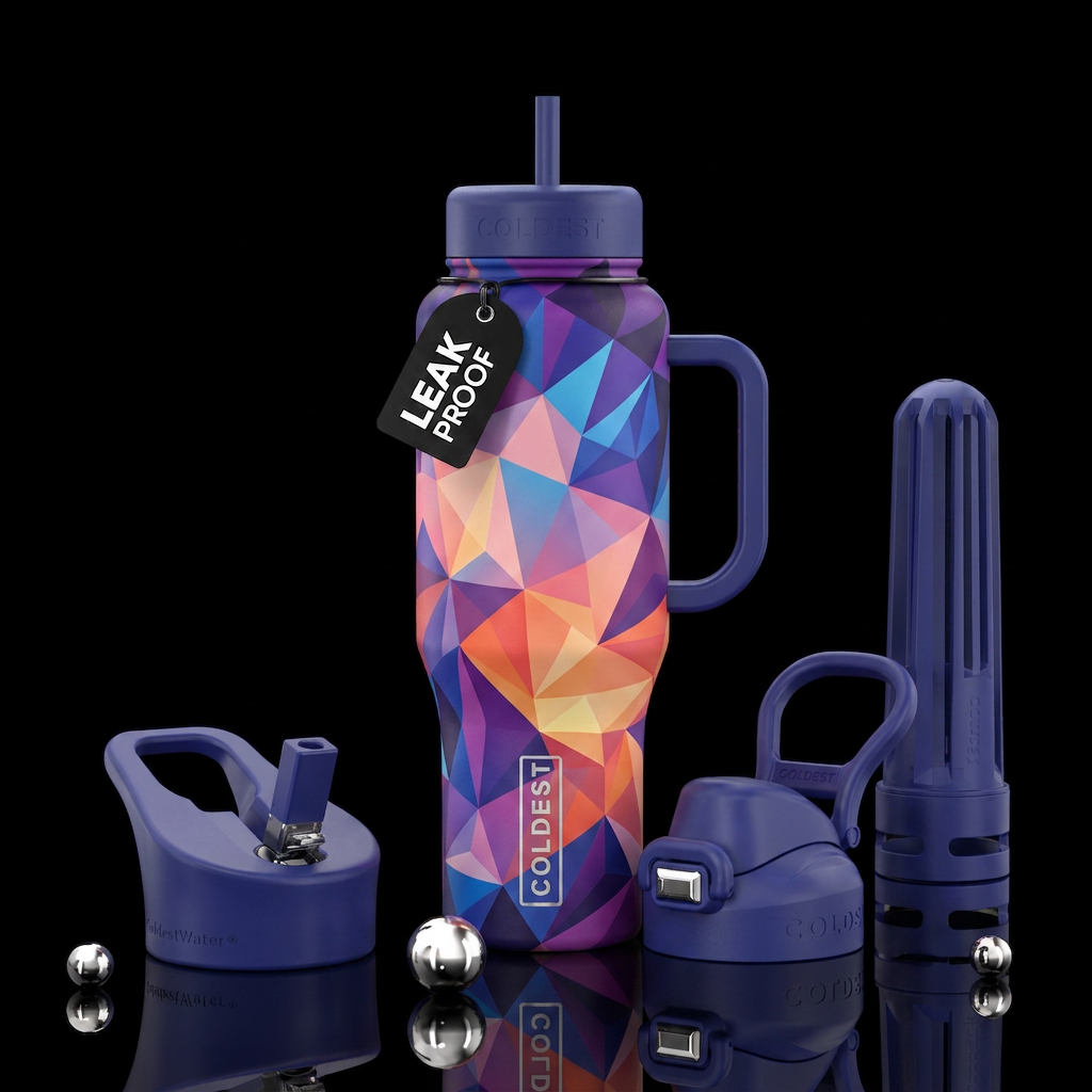 Purple abstraction water bottle design