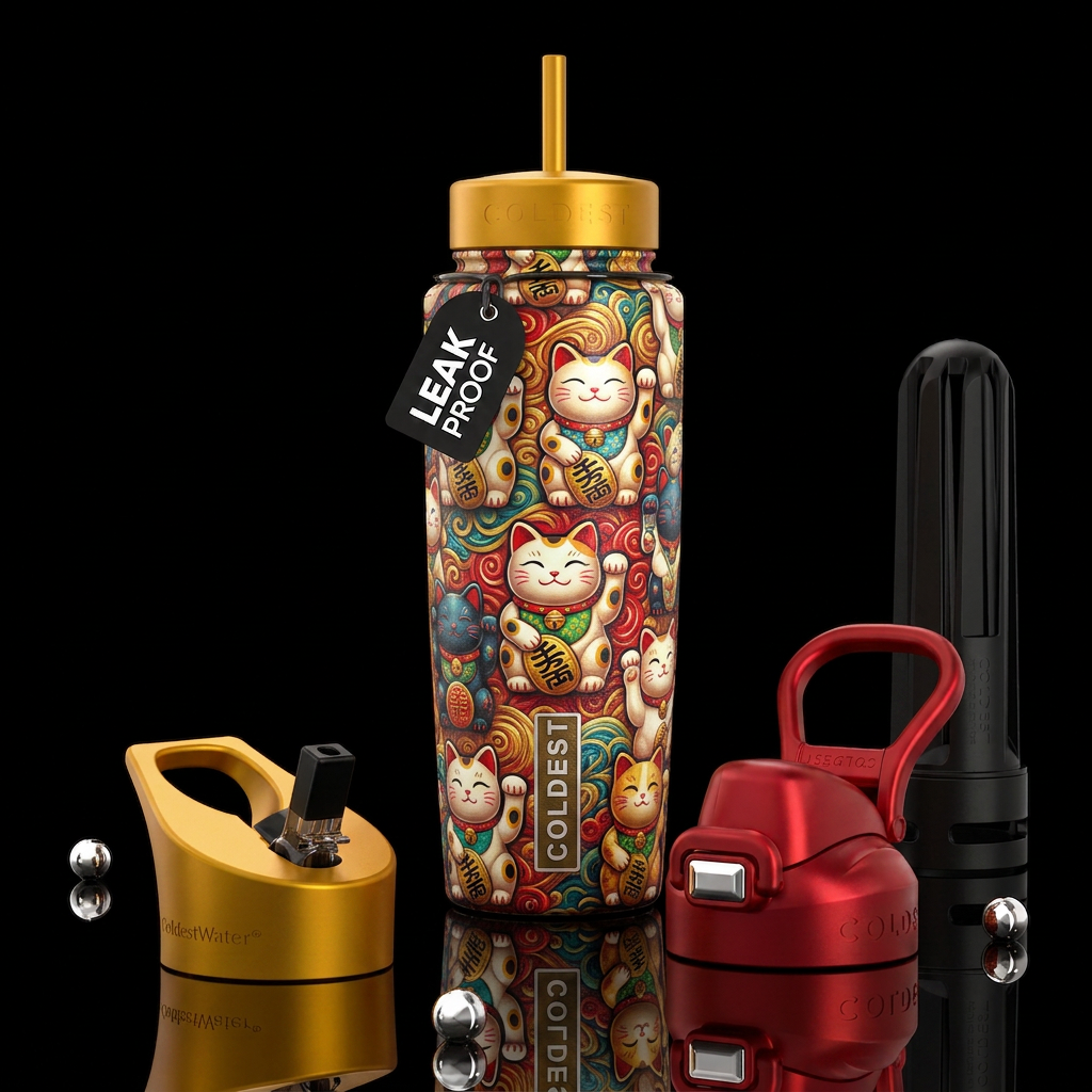 Lucky Cats water bottle design