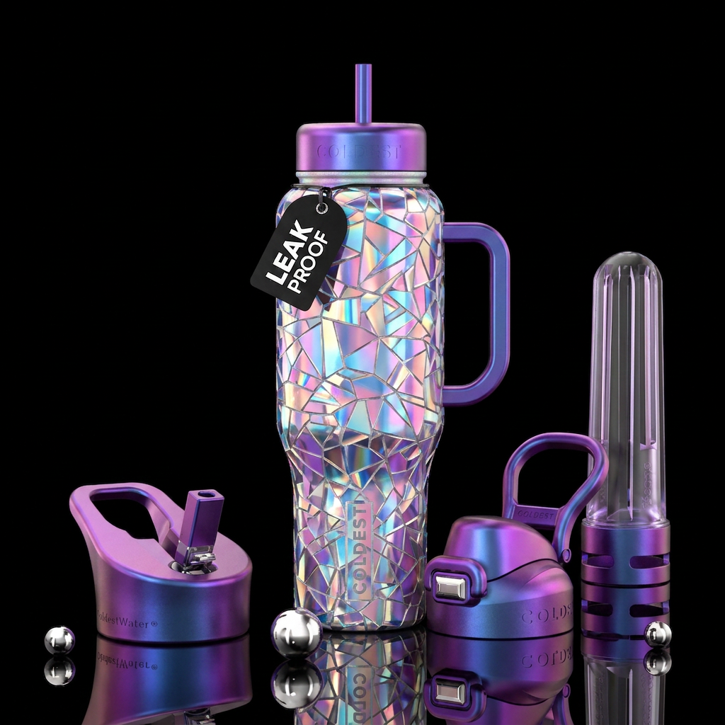 Shattered opalite water bottle design